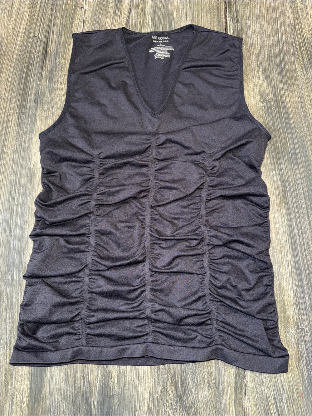 Merona Black Ruched V-Neck Sleeveless Tank Top